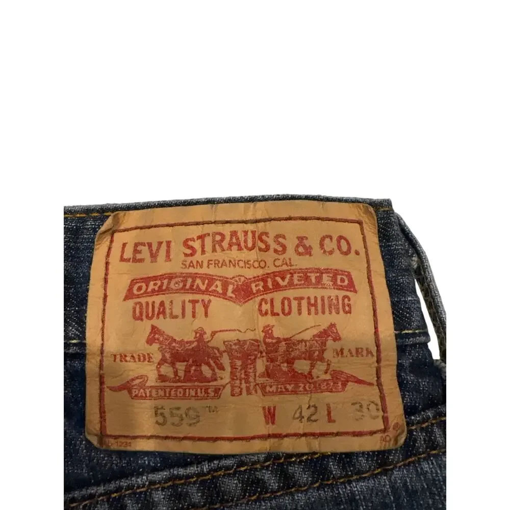 Levis 559 Jeans Mens 42x30 Blue Relaxed Fit Straight Leg Distressed Y2K *READ*